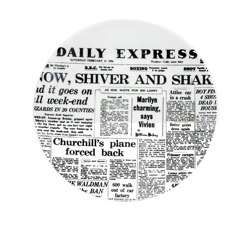 Piero Fornasetti Piero Fornasetti Porcelain Newspaper Plate, Daily Express, Giornali (Newspapers), 1950s $450