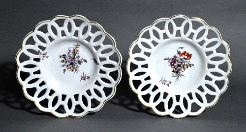 Inventory: Chelsea Factory 18th-century Chelsea Porcelain Latticed Circular Dishes, Gold Anchor Period, Circa 1760 $2,500