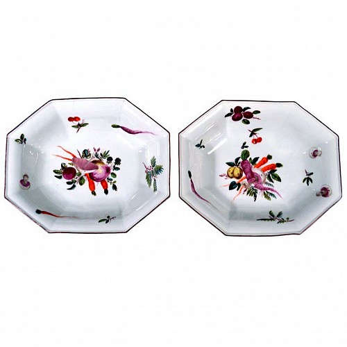 Chelsea Factory 18th-Century Chelsea Porcelain Dishes Painted with Vegetables After Meissen, 1758-60 $4,500
