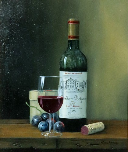 Peter A. Kotka Peter A. Kotka, Stiil Life with Bottle of 1997 Chateau Belgrave Haut Medoc, Grand Cru Classe, Glass & Cheese, 1997 $1,950