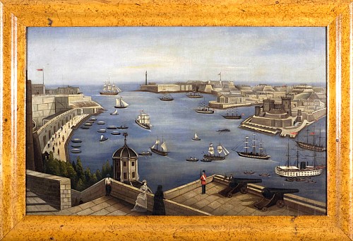 Painting of a View of Valletta Harbour, Malta, (Large Size), Circa 1850 $13,000