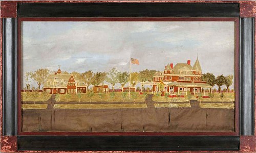 Inventory: Thomas Willis Thomas Willis large Silk and Canvas of a Homestead, Circa 1885 $6,500