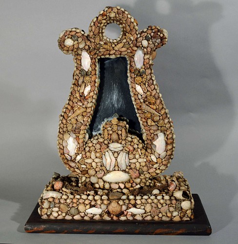 Inventory: shellwork American Shellwork Standing Mirror in the Form of a Harp, 1885 $3,800