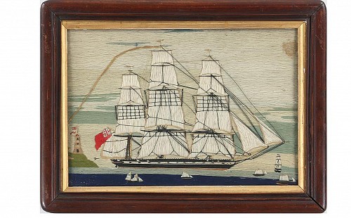 Sailor's Woolwork British Sailor's Woolwork of Royal Navy Ship, 1875 $2,750