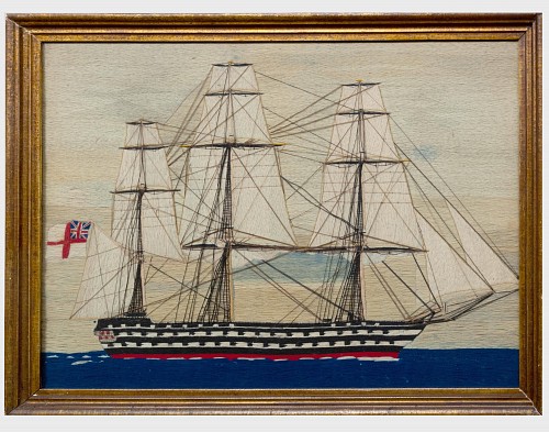 Sailor's Woolwork English Sailor's Woolwork of a Second Rate Battleship with White Ensign, 1865-75 $7,000