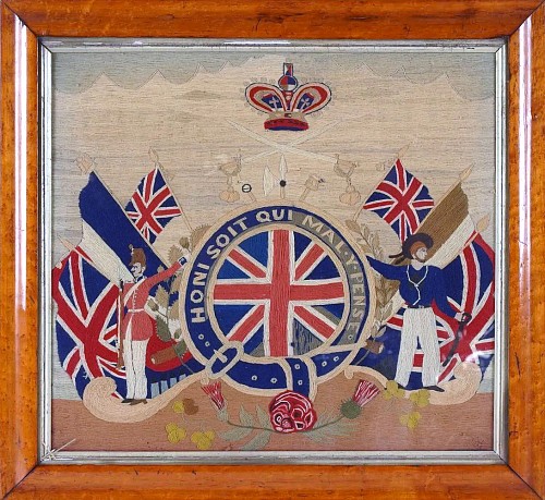 Sailor's Woolwork British Sailor's Woolwork, With Motto of The Order of The Garter, 1880 $7,500