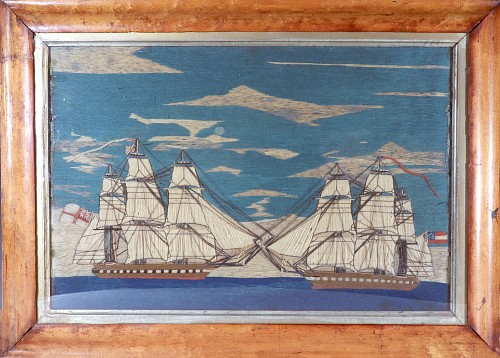 Sailor's Woolwork Sailor's Woolwork of a Confederate & British Ship Passing on the High Seas, Circa 1861 $7,800