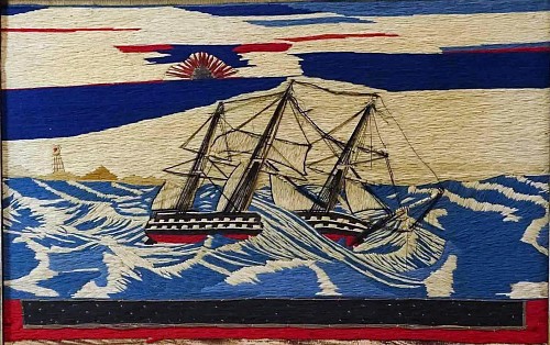 Sailor's Woolwork British Sailor's Woolwork of a Ship in Rough Seas, 1875