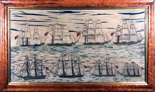 Sailor's Woolwork British Sailor's Woolwork Woolie of Two Fleets- Eight Ships, 1875 $14,000