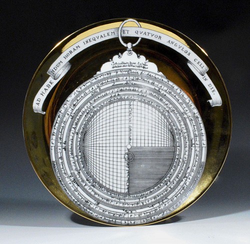 Inventory: Piero Fornasetti Vintage Piero Fornasetti Astrolabe Large Plate, # 12 in Astrolabio Series, Early 1970s $550