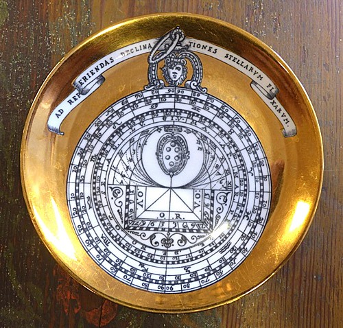 Inventory: Piero Fornasetti Vintage Piero Fornasetti Astrolabe Porcelain Plate, # 8 in Astrolabio Series, Early 1970's $400