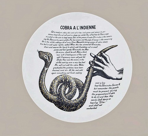 Piero Fornasetti Vintage Piero Fornasetti Porcelain Recipe Plate, Cobra A L'Indienne, made for the Fleming Joffe Company, 1960s $850