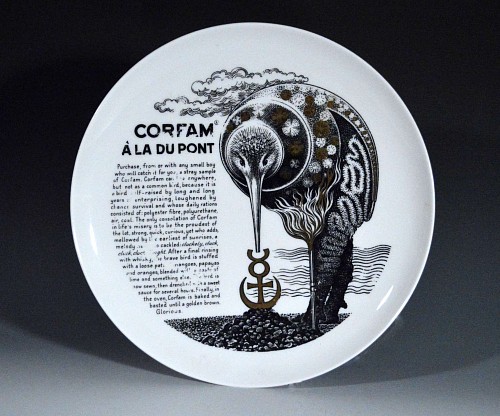 Piero Fornasetti Vintage Piero Fornasetti Fleming Joffe Recipe Plate-Corfam A La Dupont, 1960s $200