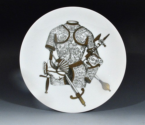 Inventory: Piero Fornasetti Vintage Piero Fornasetti Plate with Coats of Armour, Armature Pattern, # 1 in Series, 1960 $350