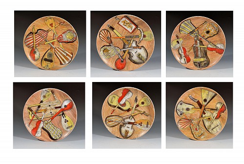 Inventory: Piero Fornasetti Piero Fornasetti Strumenti Musicali Plates, 1950s-1960s $3,000