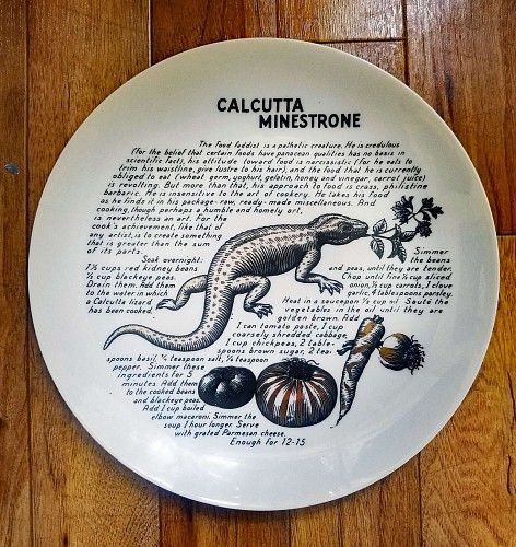 Piero Fornasetti Piero Fornasetti Fleming Joffe Porcelain Plate with Calcutta Minestrone Recipe, 1960s $800