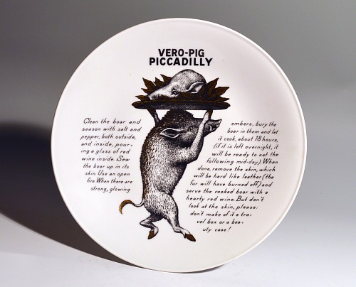 Inventory: Piero Fornasetti Piero Fornasetti Fleming Joffe Plate- Vero Pig Piccadilly, 1960s $850