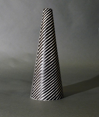Inventory: Stig Lindberg Stig Lindberg Stoneware Conical Vase, Domino Series, Black/White, 1954 $750