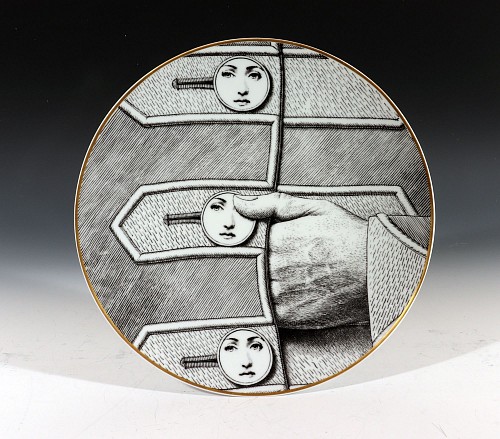 Inventory: Piero Fornasetti Piero Fornasetti Rosenthal Porcelain Themes & Variations Plate- Buttons, Motiv 13, 1980s $785