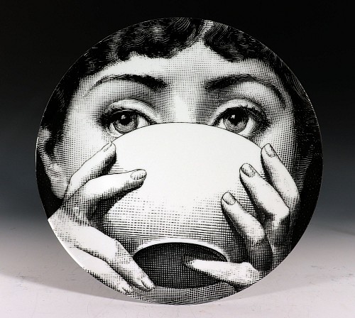 Piero Fornasetti Fornasetti Themes & Variations Porcelain Plate, Number 191, Face with Bowl, 1990s $785
