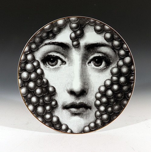 Piero Fornasetti Piero Fornasetti Rosenthal Porcelain Themes And Variations Plate, Motiv Number 25, Lady Bacchus, 1980s $785