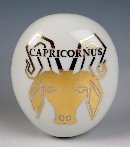 Piero Fornasetti Piero Fornasetti Ceramic Pebble Capricorn Zodiac Paperweight, 1960 $795