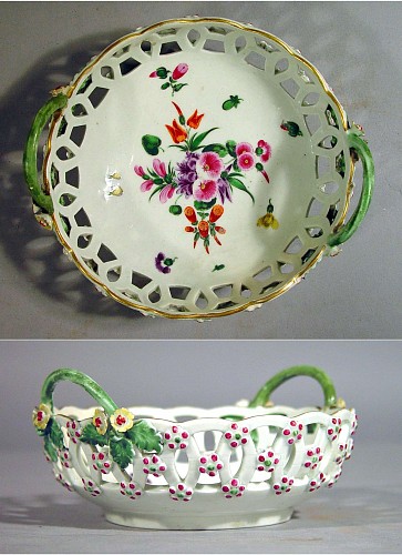 First Period Worcester Porcelain First Period Worcester Porcelain Reticulated Circular Basket, 1770-75 $750
