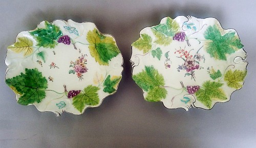 Inventory: Chelsea Factory Chelsea Porcelain Red Anchor Period Vine-leaf Botanical Dishes, Circa 1755-58 $2,500