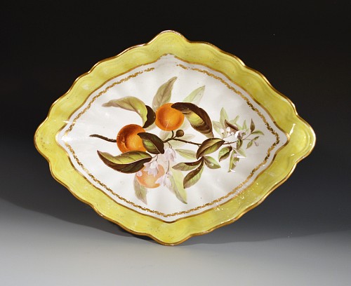 Derby Factory Derby Porcelain Yellow-ground Botanical Dish with An Orange Tree, Pattern # 216, Circa 1795 $2,000