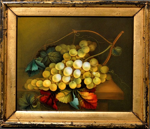 Inventory: British Porcelain English Porcelain Still Life Plaque Depicting Grapes on a Table Top, 1830-40 $1,750