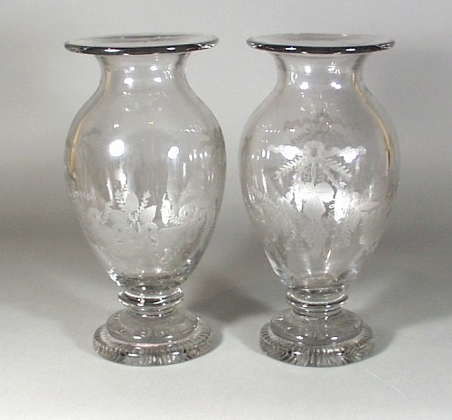 British Glass British Engraved Glass Vases, Circa 1865-75 $1,800
