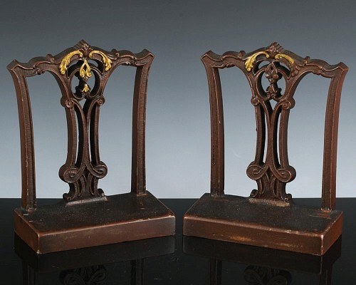 Bradley & Hubbard American Bookends in the form of a Chippendale Chair Back, Bradley & Hubbard, 1920s $750