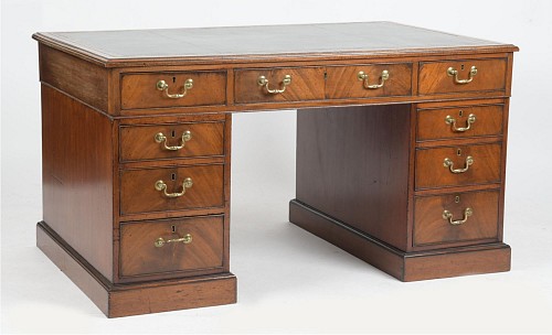 British Furniture George IV Mahogany Pedestal Partners' Desk, 1830 $7,000
