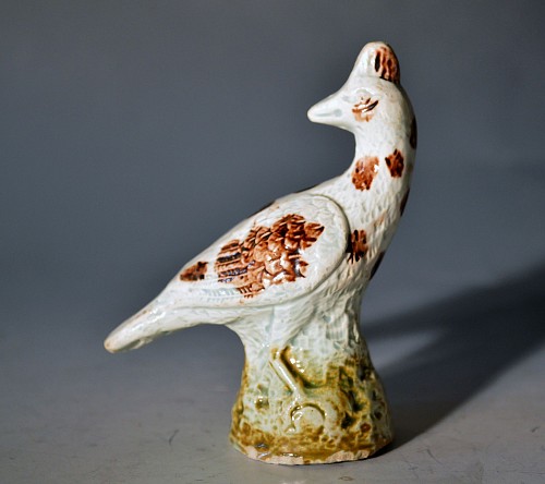 Pearlware Antique English Pearlware Toy Pottery Mottled Bird Figure, Circa 1780 $500