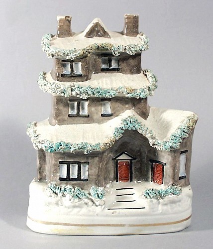 Staffordshire Antique Staffordshire Pottery Model of a House in Winter with Snow-covered Eaves., Circa 1850 $550