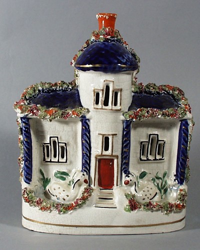 Staffordshire Antique Staffordshire Pottery Model of a Cottage with Birds, Circa 1850 $450