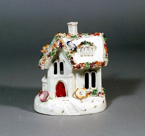 Staffordshire Antique Staffordshire Pottery Pastille Burner in form of Cottage, 1835-40 $150