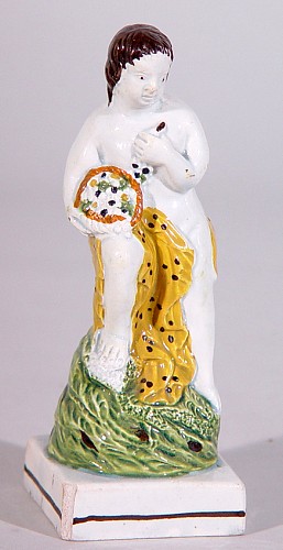 Inventory: Pearlware Antique English Staffordshire Pearlware  Pottery figure of Autumn, Circa 1800-20 $550