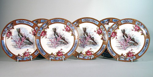 Wood & Hulme, Garfield Pottery Antique English Earthenware Plates Decorated with Fish, Wood & Hulme, Garfield Pottery, Circa 1884 $950