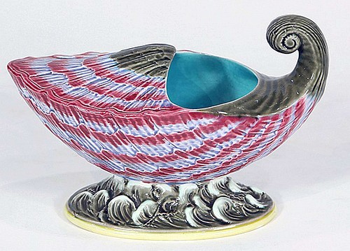 Wedgwood Pottery Wedgwood Majolica Shell-form Spoon Warmer, Dated 1872 $3,500