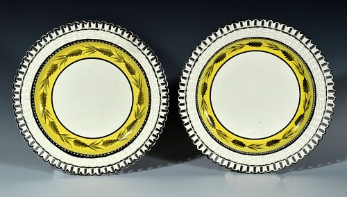 Creamware Pottery English Yellow-banded Openwork Creamware Dessert Dishes , Probably Liverpool Herculaneum, Circa 1810-15 $500
