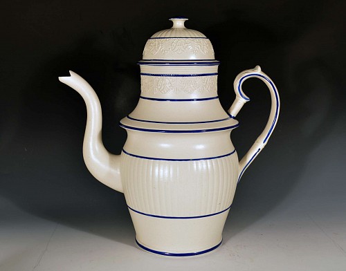 Inventory: Pearlware Castleford-type Coffee Pot & Cover, Circa 1820 $1,500