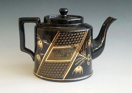Dudson Factory Aesthetic Movement Pottery BlackTeapot & Cover, Attributed to Dudson, Circa 1885 $750