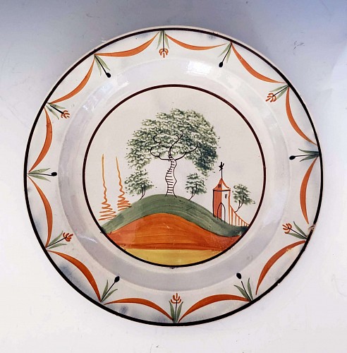 Pearlware English Prattware Pottery Plate, Circa 1810-20 $500