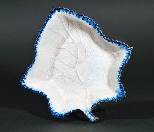 Inventory: Wedgwood Pottery Wedgwood Pearlware Leaf Dish with Blue Shell Edge Border, 1800-10 $550