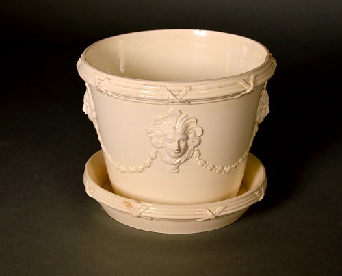 Creamware Pottery English Neo-classical Creamware Cachepot & Stand, 1780 $1,850
