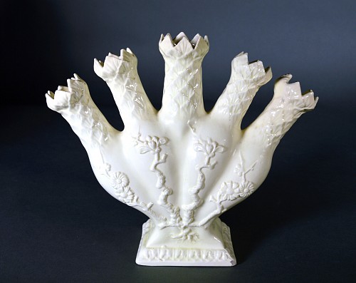 Inventory: Creamware Pottery Creamware Finger or Quintel Vase, 20th Century $750