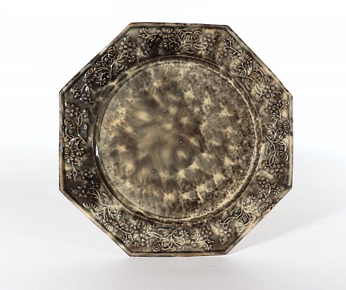 Creamware Pottery English Creamware Whieldon-type Gray Tortoiseshell Plate, 1765-75 $750