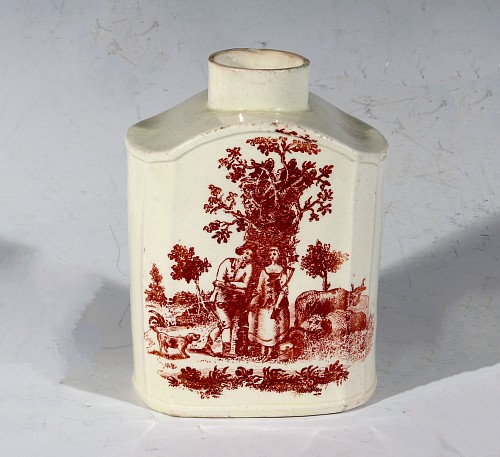Creamware Pottery 18th Century Creamware Pottery Red-printed Tea Caddy, 1765-75 $1,800