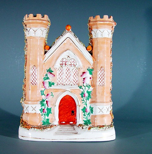 Inventory: Staffordshire Victorian English Pottery Mantle Ornament in the shape of a Cathedral, Circa 1860 $750